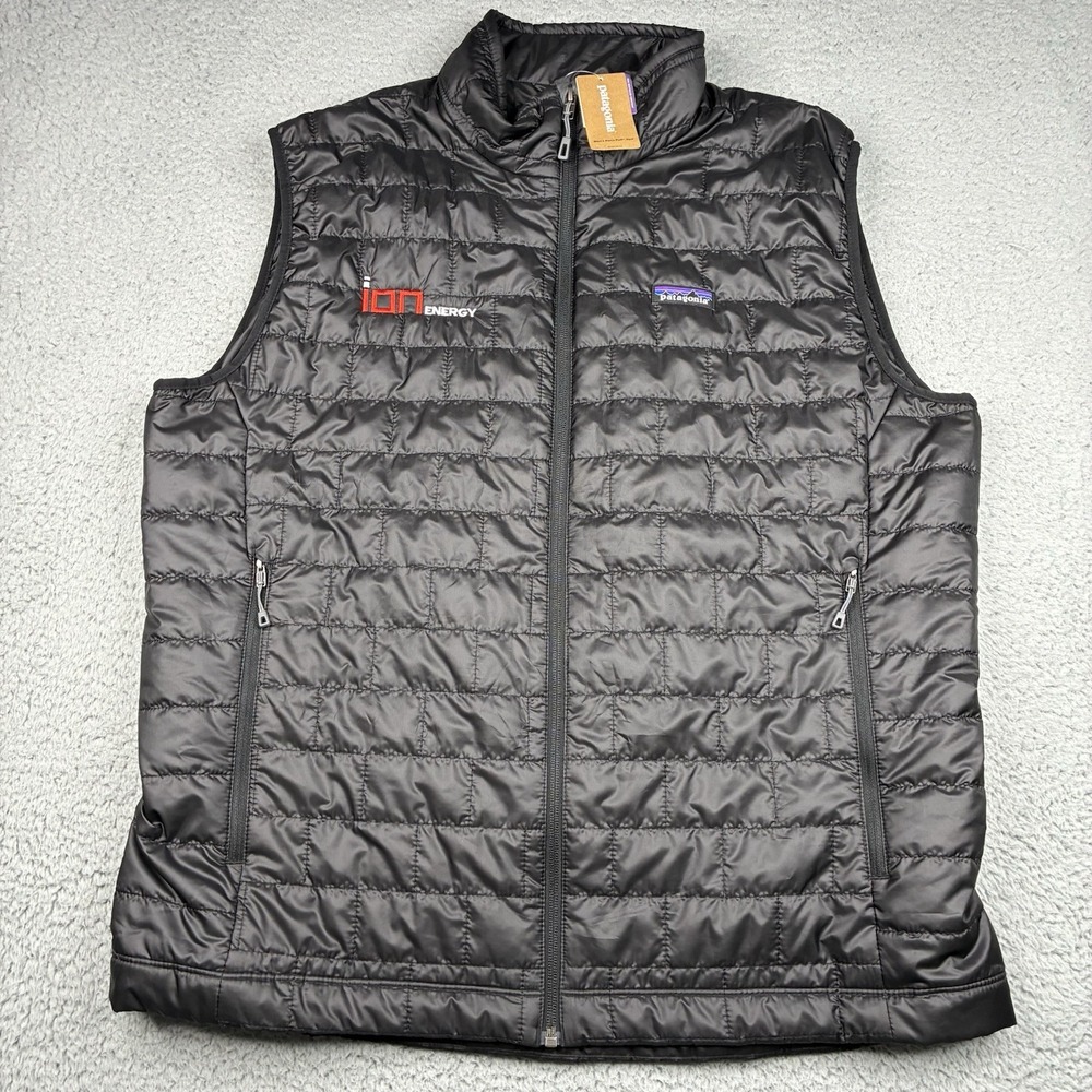 Patagonia Nano Puff Vest Men's XL Black Ion Energy Logo Puffer 84242